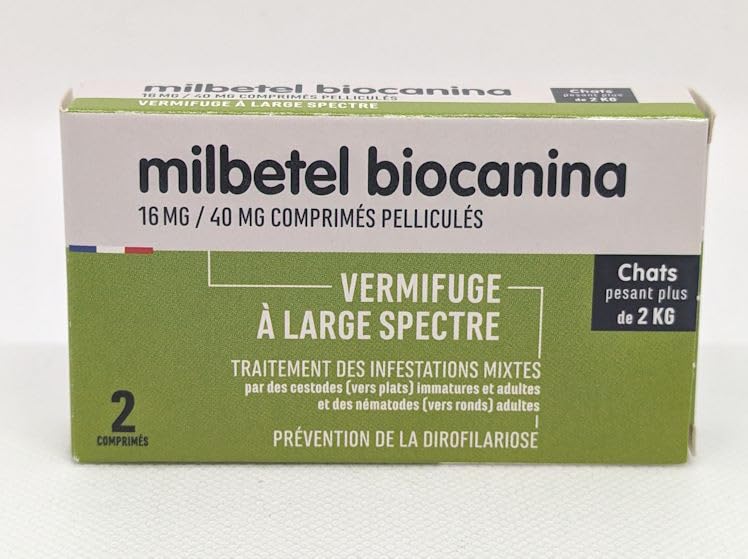 BIOCANINAMilbetel Vermifuge pour Chat de Plus de 2kg, 2 Comprimés
