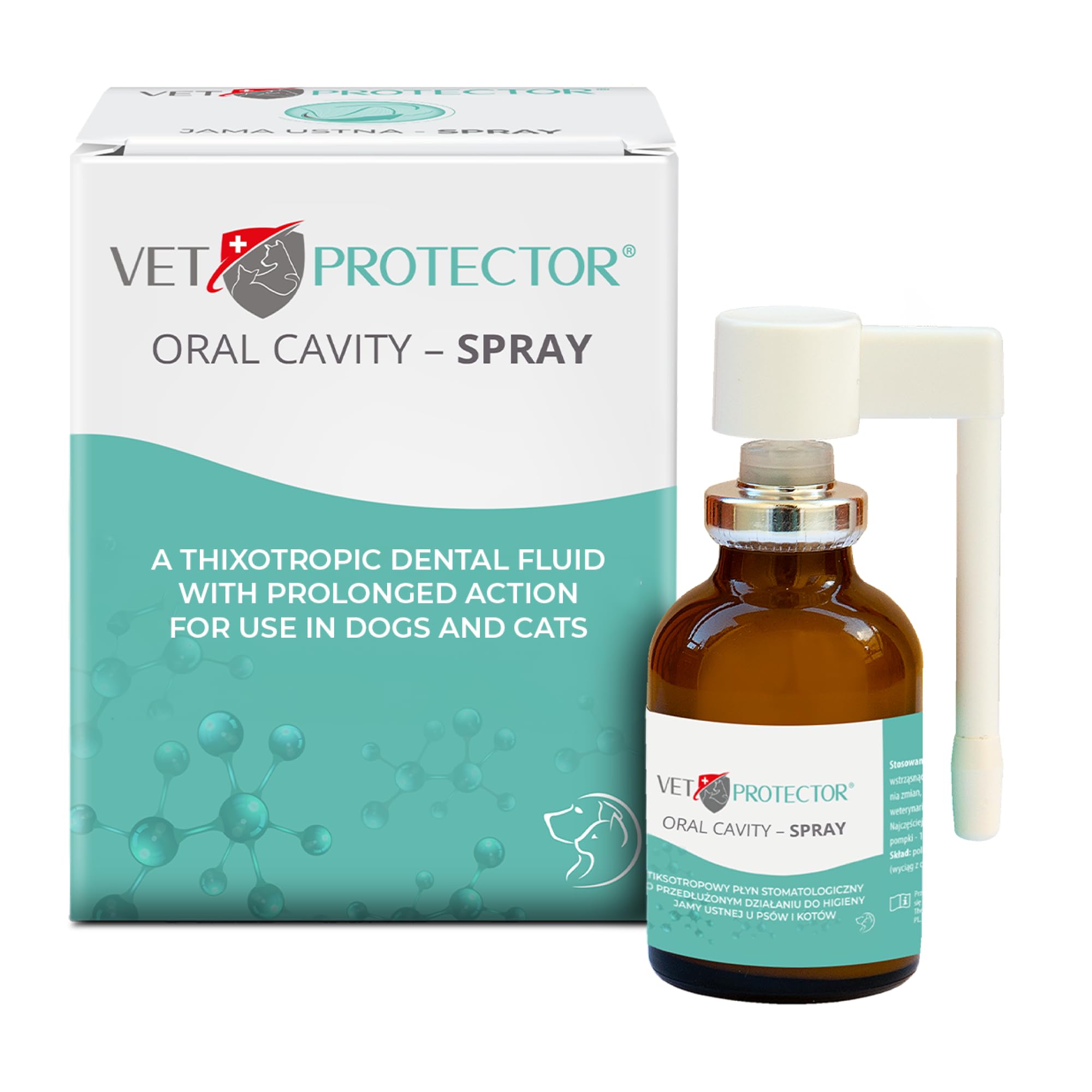 VET PROTECTOR Spray Dentaire Professionnel pour Chiens et Chats – Nettoyage des Dents – Haleine Fraîche – Hygiène Buccal